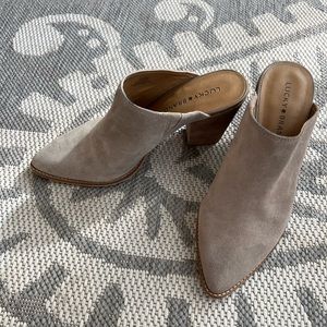 LUCKY BRAND GENUINE SUEDE MULE/CLOGS.  SIZE 8.5